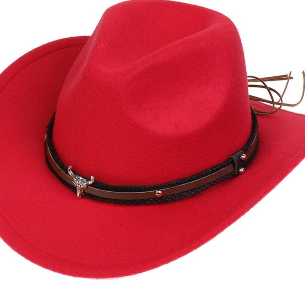 Western denim men's hat black knight hat men and women riding hat equivalent hats metal cattle head hats