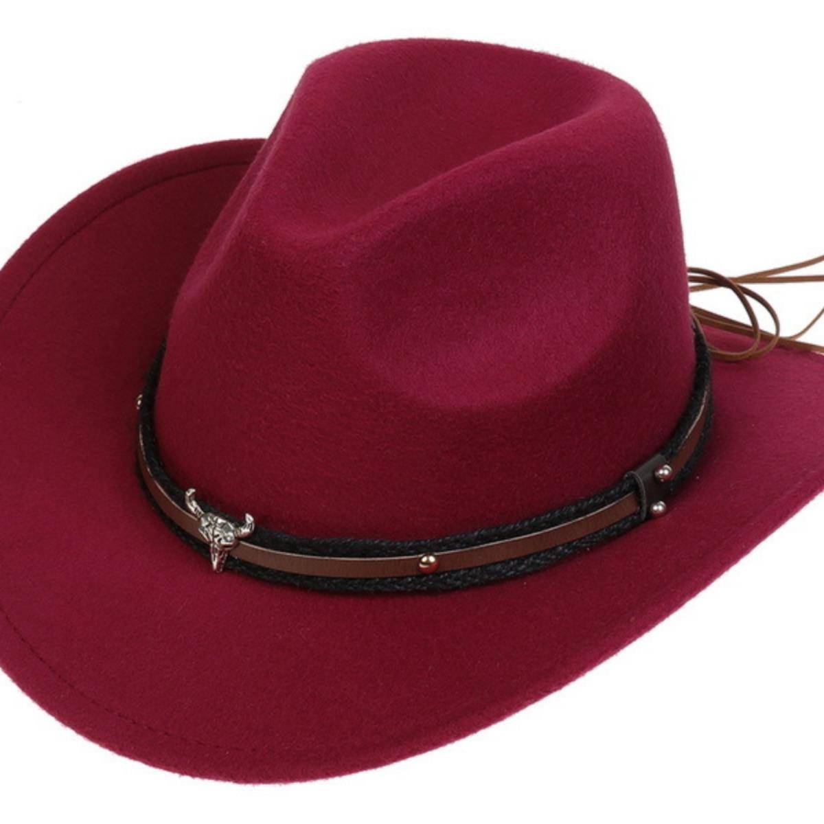 Western denim men's hat black knight hat men and women riding hat equivalent hats metal cattle head hats