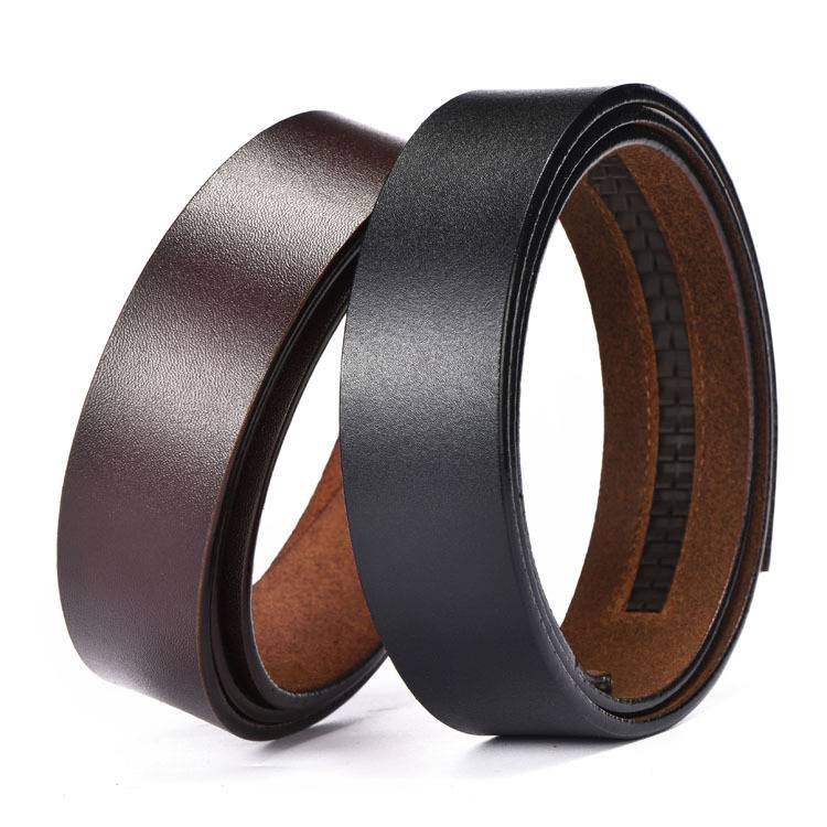 Fashion new belt men's leather leather teeth without the leader, automatic needle buckle belt strip, pure leather headless trousers