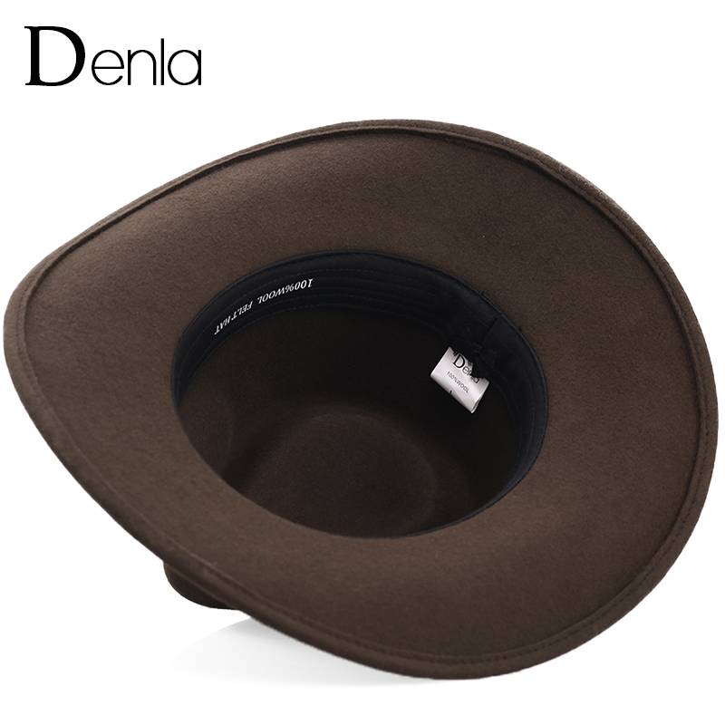 Denla pure wool big eaves Western denim hats female autumn and winter full outdoor anti -ultraviolet Tibetan hat men