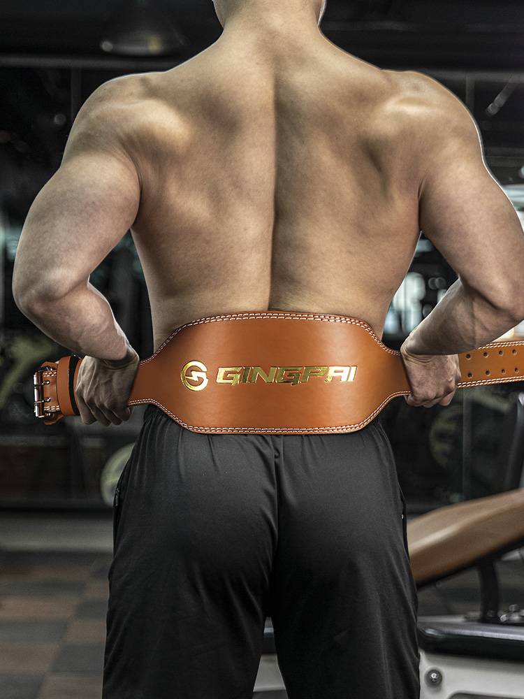 Cowhide belt fitness, squat, waist, lumbar tough men's sports professional weight training gearlion load belt strength raised