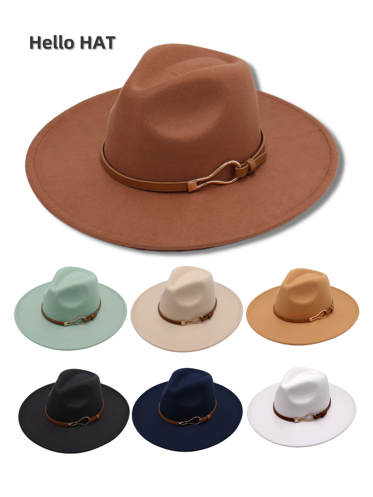 9.5cm Big Eaves British Wind Hat wide eaves European and American Jazz Hat Simple felt hat Classic retro woolen hat men and women