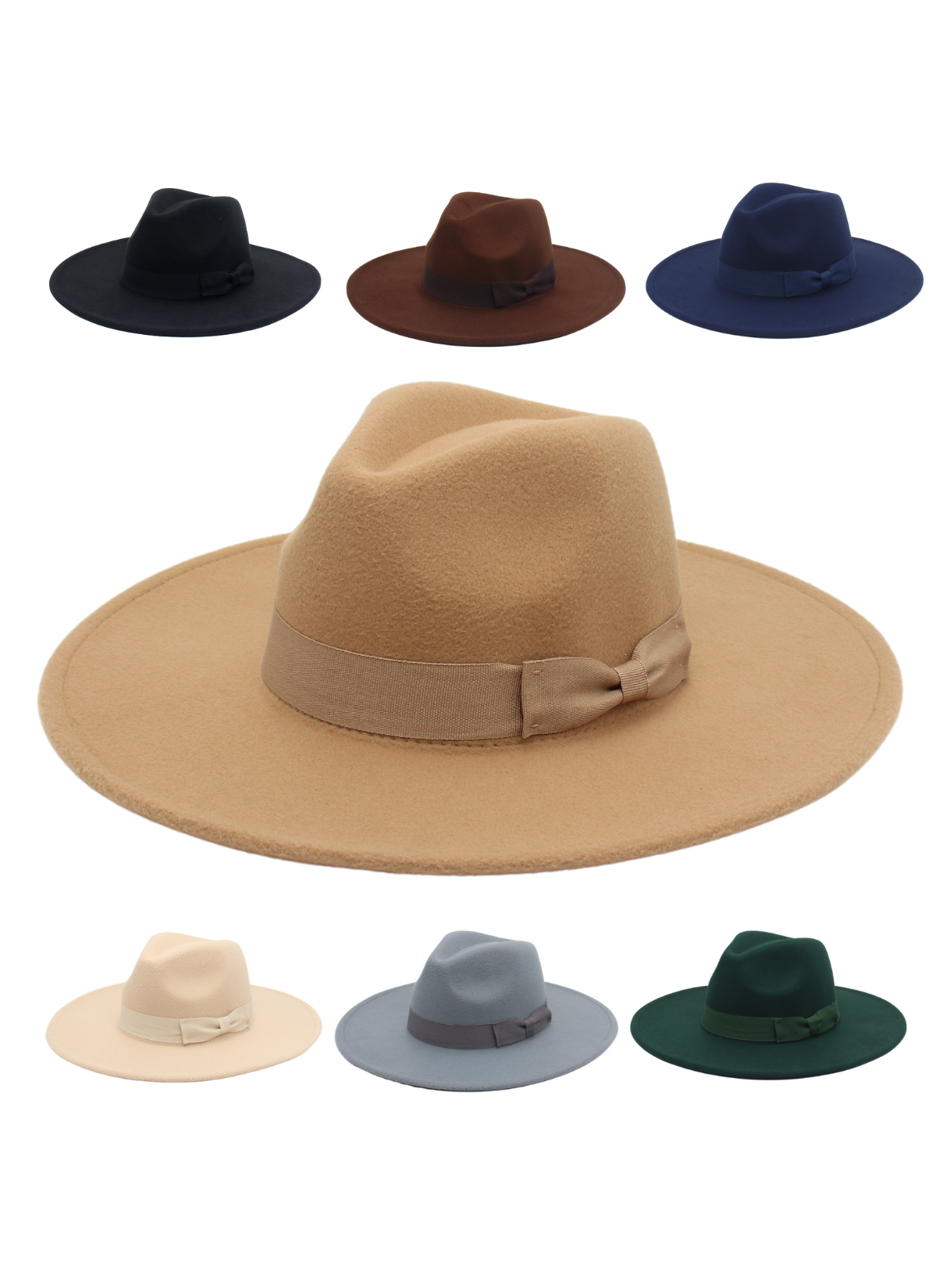 9.5cm Big Eaves British Wind Hat wide eaves European and American Jazz Hat Simple felt hat Classic retro woolen hat men and women