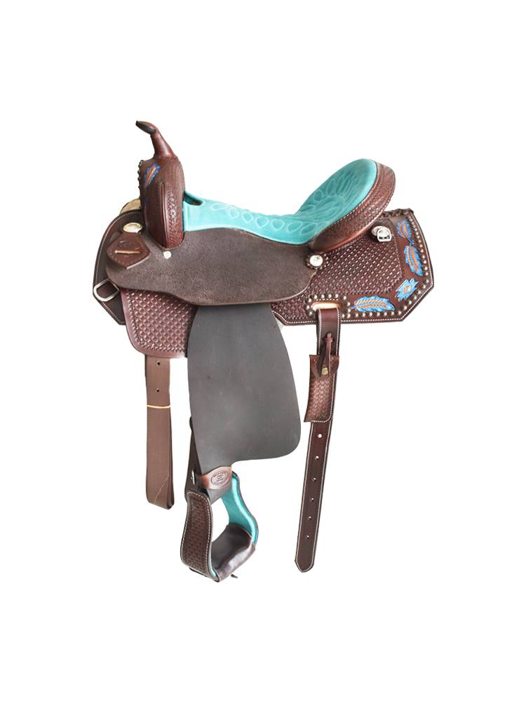BillyCook Western Saddle full leather blue saddle -riding saddling saddle Bulk western saddle blue soft seat skin