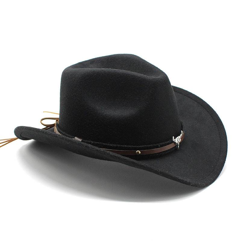 Western denim men's hat black knight hat men and women riding hat equivalent hats metal cattle head hats
