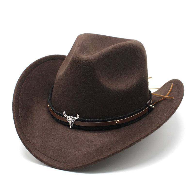Western denim men's hat black knight hat men and women riding hat equivalent hats metal cattle head hats