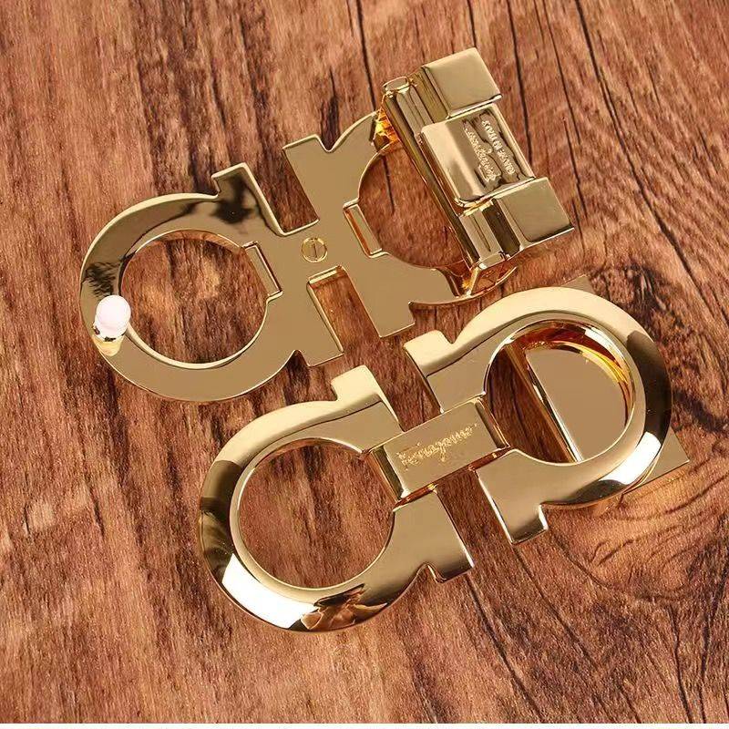 Original Fara Belt Block Men's Belt Smooth Men and Women's Solid Pure Copper High -end Eight -word accessories 3.5cm universal