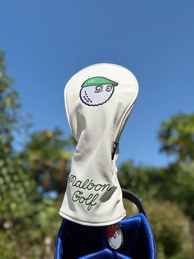 White peaked hat Korean version of golf club clock wooden pole head protective cover push roders and men's same models