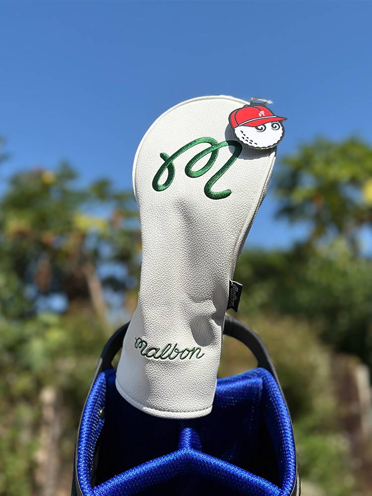 White peaked hat Korean version of golf club clock wooden pole head protective cover push roders and men's same models