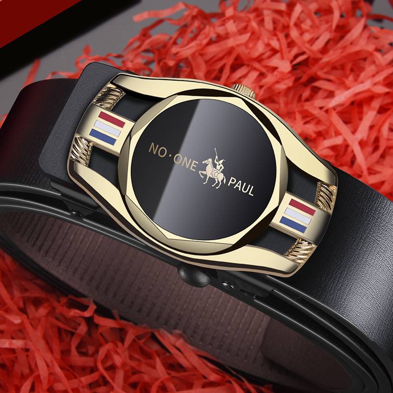 Genuine Paul men's leather belt, toothless automatic buckle, high -end wild casual men's pants band