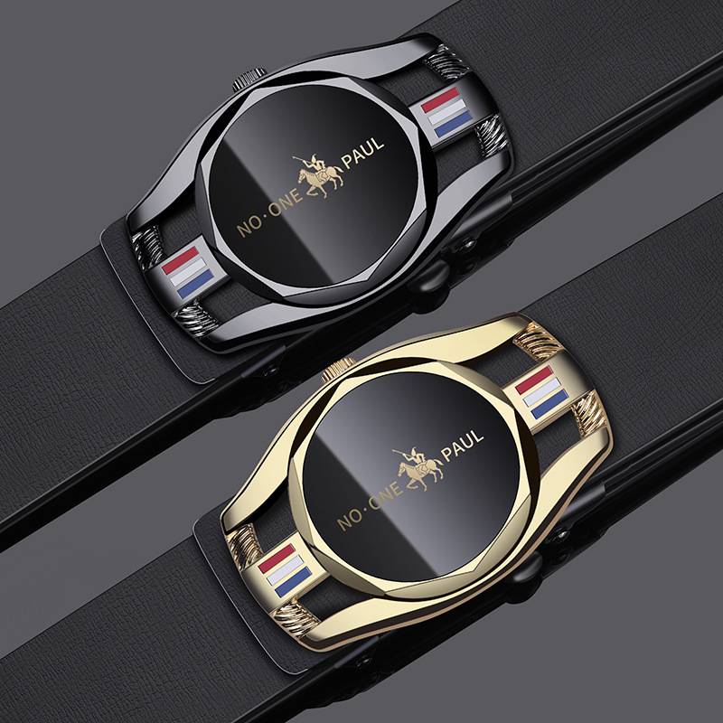 Genuine Paul men's leather belt, toothless automatic buckle, high -end wild casual men's pants band
