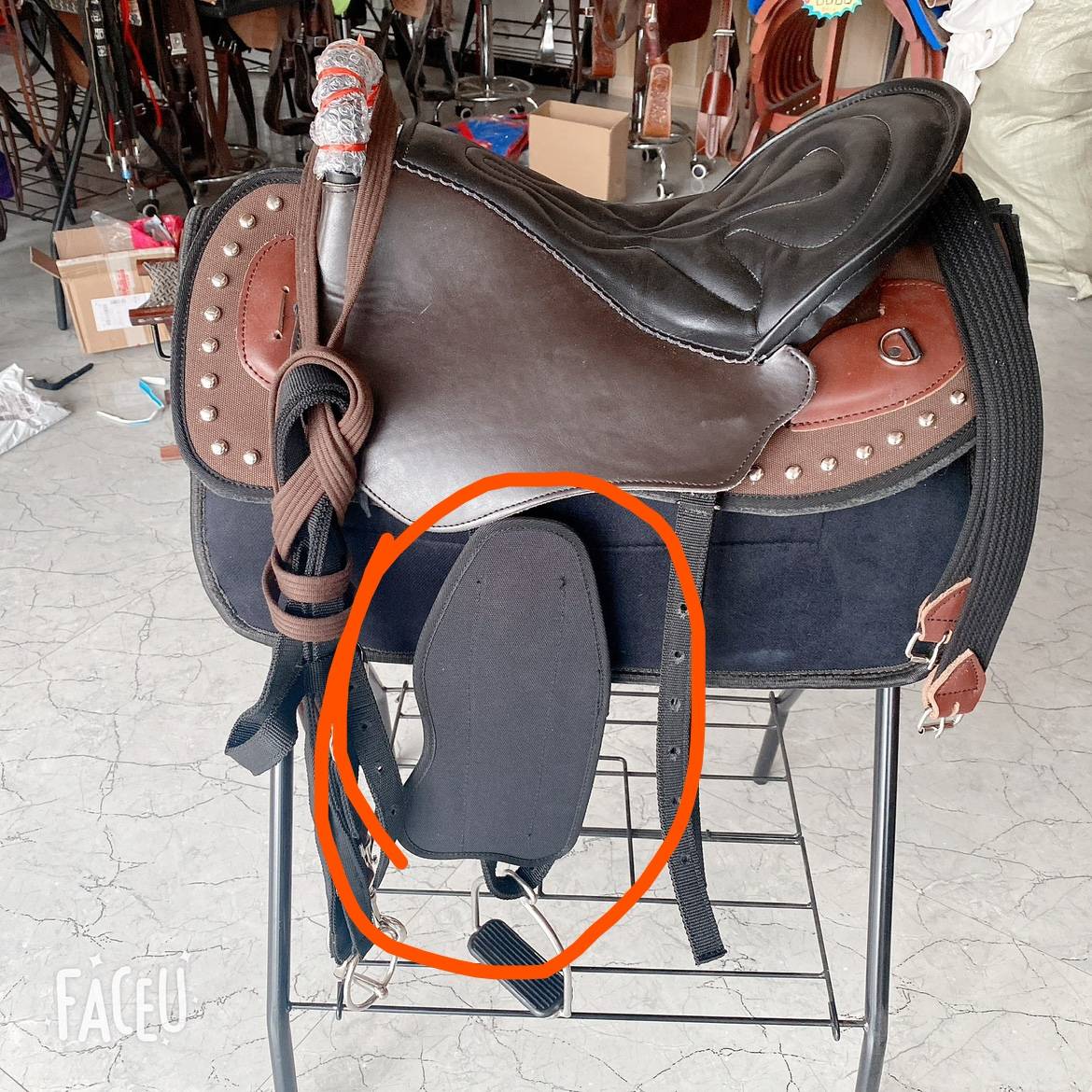 The saddle is for the leg