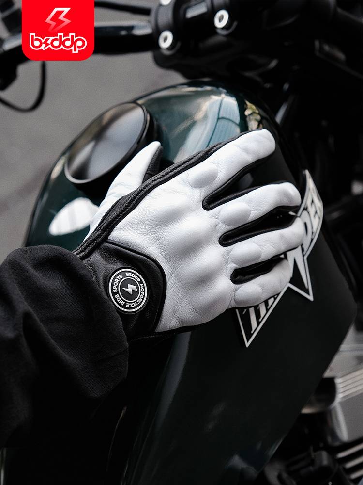 Motorcycle riding gloves leather anti -fall and breathable summer male retro locomotive four seasons waterproof and warm knight equipment