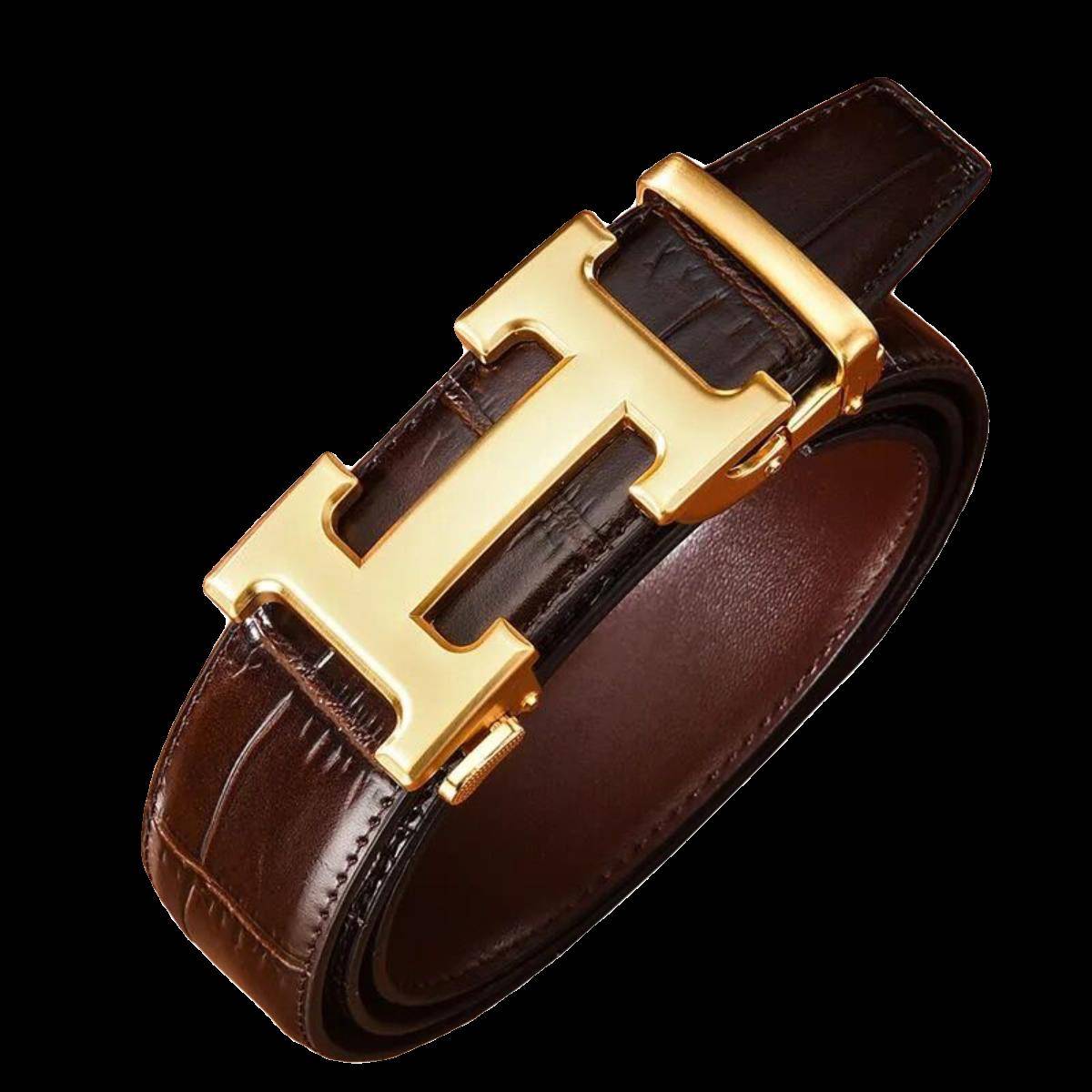 2024 new Hermes is suitable for high -end men's leather automatic crocodile pattern belt pure leather belt