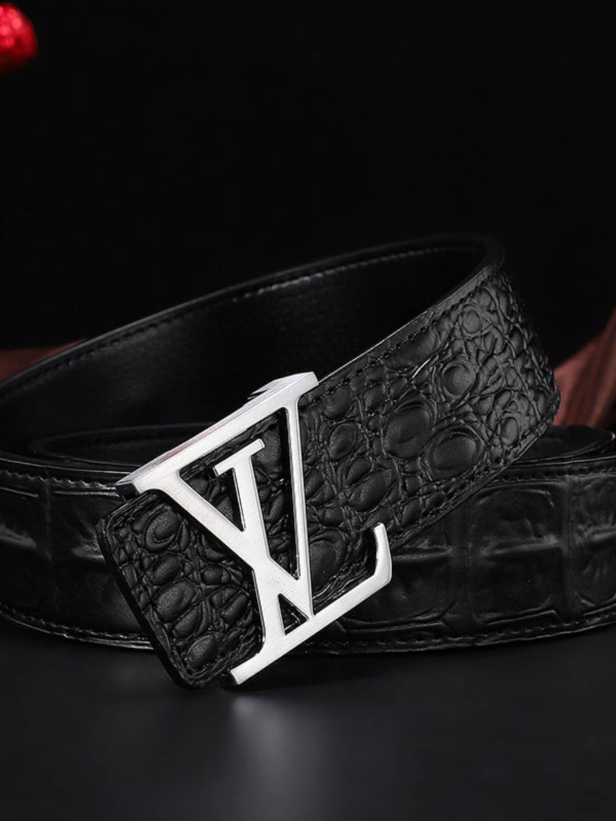 Belt men's leather youth belt young people cowhide letter luxury youth personality trend trend wild trousers