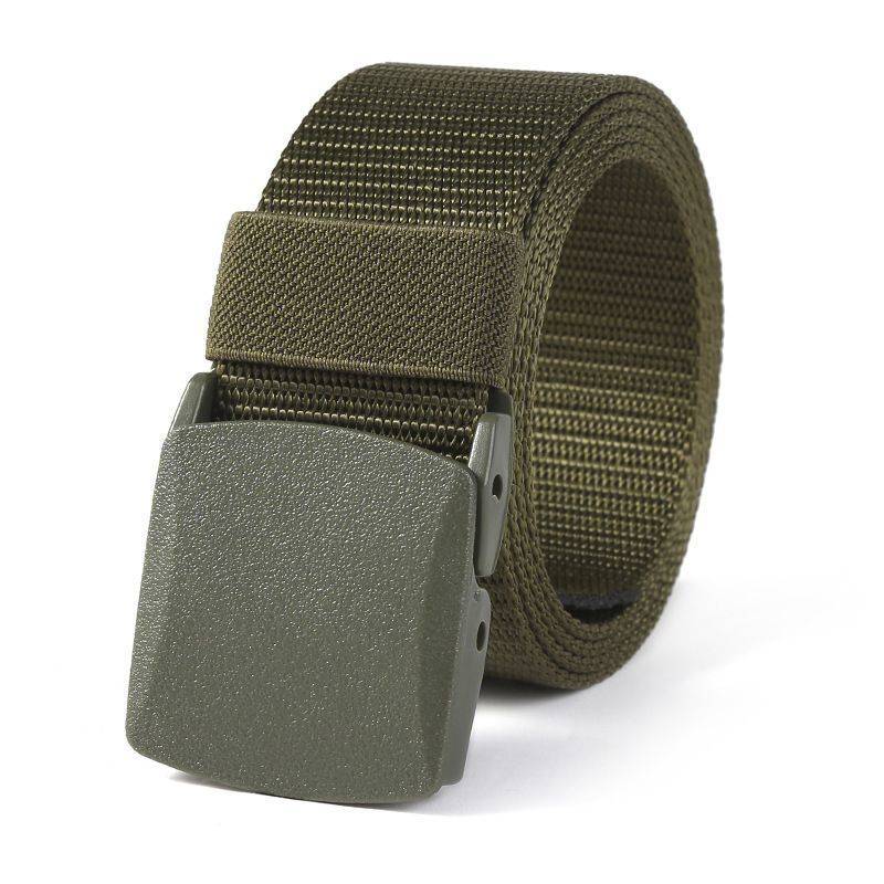 Nylon belt men's canvas beltless iron non -metal buckle outdoor versatile simple casual summer fabric woven trousers