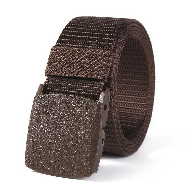 Nylon belt men's canvas beltless iron non -metal buckle outdoor versatile simple casual summer fabric woven trousers