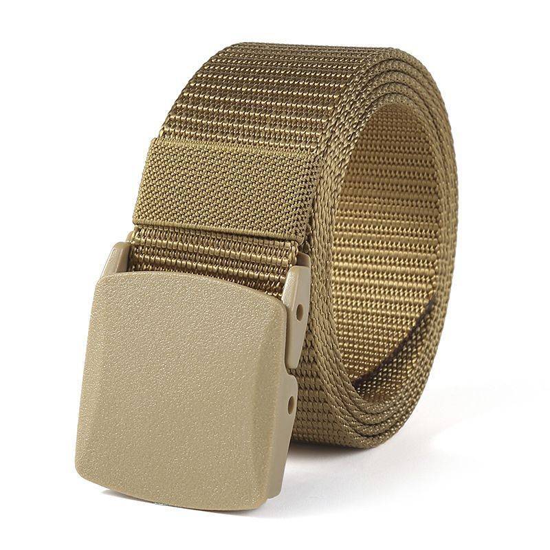 Nylon belt men's canvas beltless iron non -metal buckle outdoor versatile simple casual summer fabric woven trousers