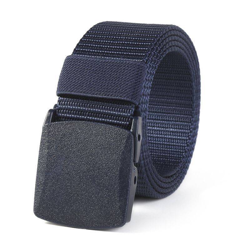 Nylon belt men's canvas beltless iron non -metal buckle outdoor versatile simple casual summer fabric woven trousers