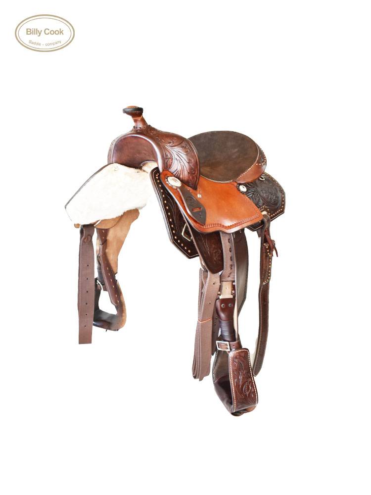 BillyCook full -western saddling flip -flocked seat twisted horseshow all -leather imported saddles and saddle riding saddle