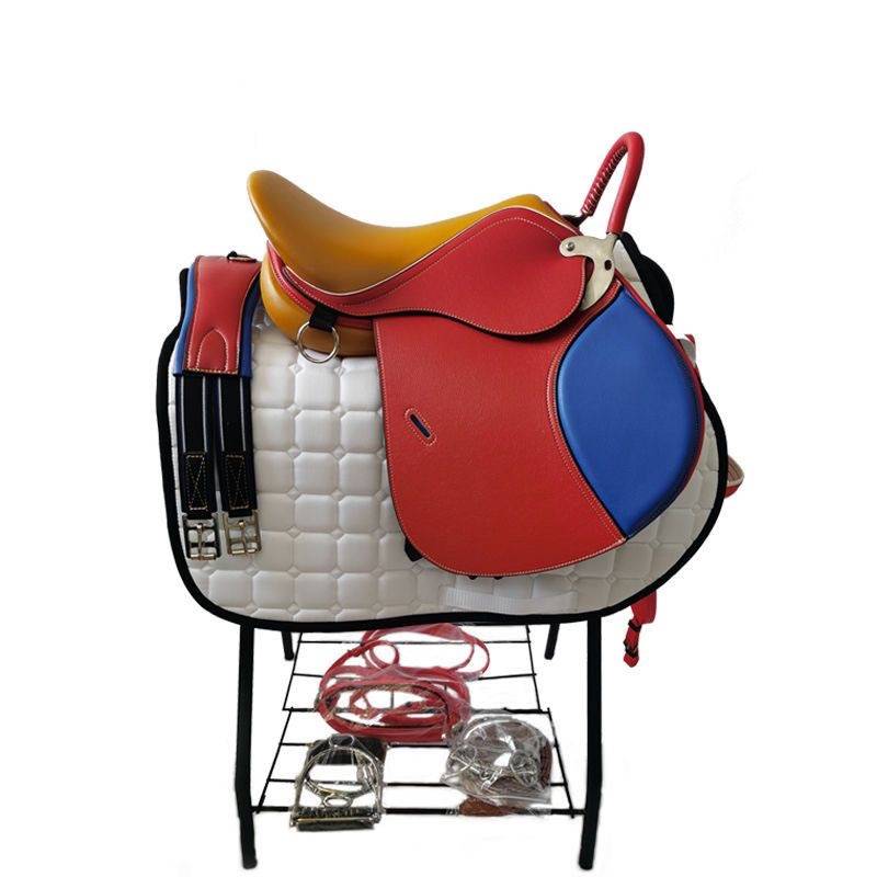 Children's saddle full set of children's comprehensive saddle tourists saddle teaching saddle color saddle plus handrail saddle horse saddle
