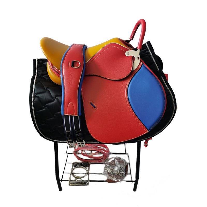 Children's saddle full set of children's comprehensive saddle tourists saddle teaching saddle color saddle plus handrail saddle horse saddle