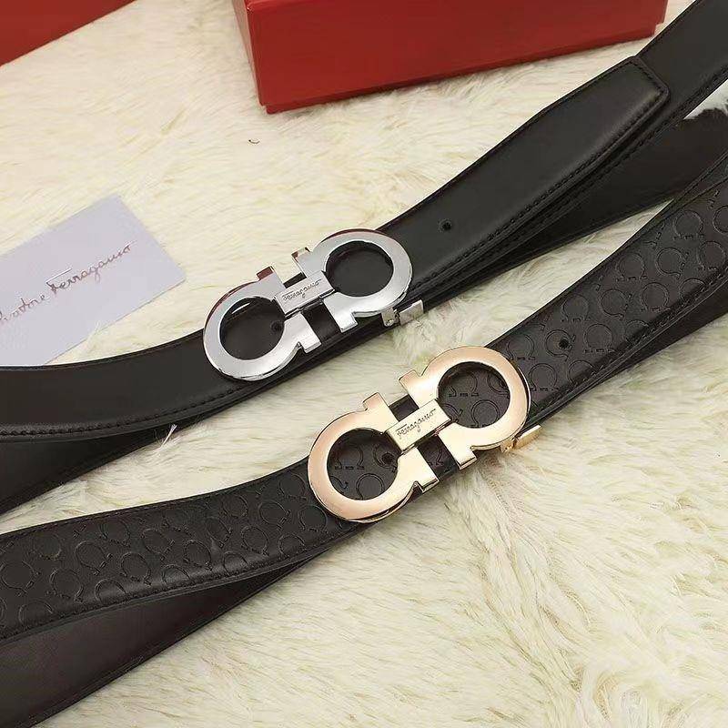 The new high -end big -brand Fora leather leather men's wild business grid luxury youth classic net red pants belt