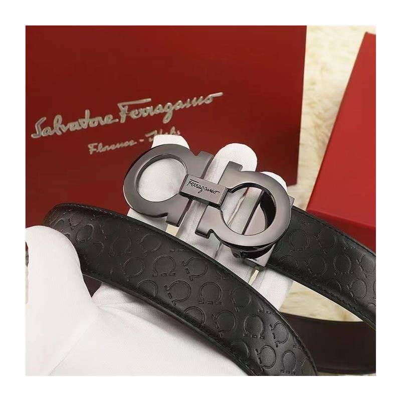 The new high -end big -brand Fora leather leather men's wild business grid luxury youth classic net red pants belt