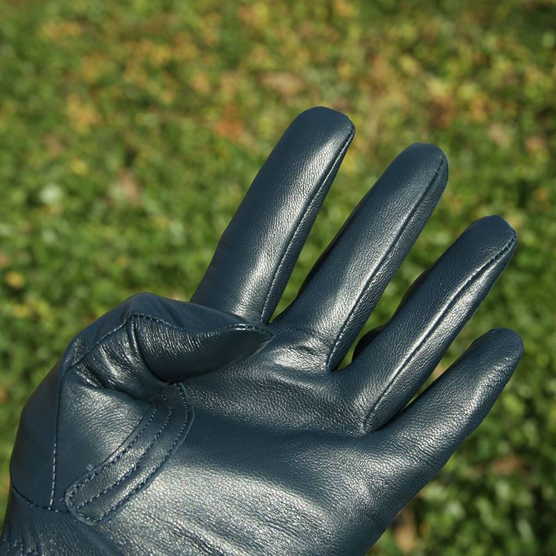 Spring and autumn leather glove outdoor goatskin blue thin driving driving outdoor riding male blue motorcycle flying glove