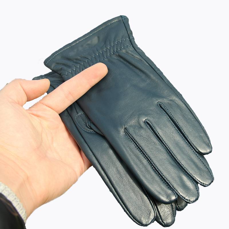 Spring and autumn leather glove outdoor goatskin blue thin driving driving outdoor riding male blue motorcycle flying glove