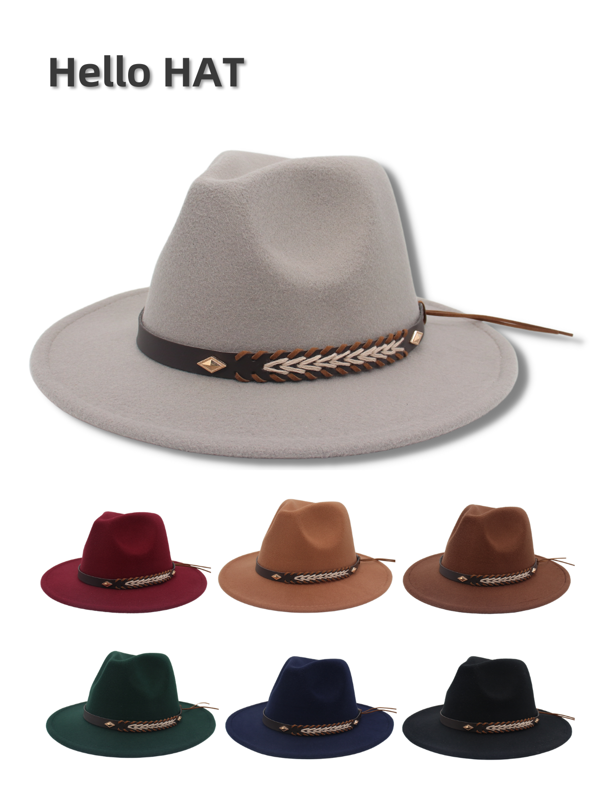 European and American men and women British hats ethnic style collected wide -eaves Tibetan hats Fedora Hat Fedora Hat