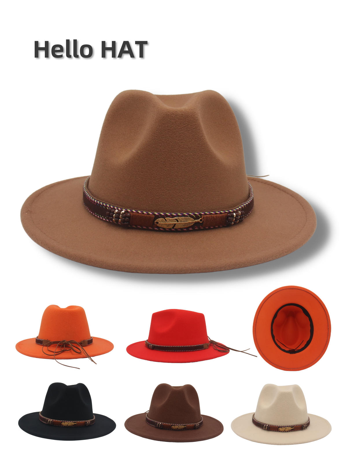 European and American men and women British hats ethnic style collected wide -eaves Tibetan hats Fedora Hat Fedora Hat