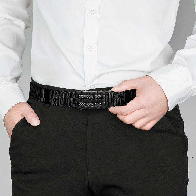 The new canvas nylon belt man automatically buckle tactical belt tide pants with business casual loose pine tightly weaving