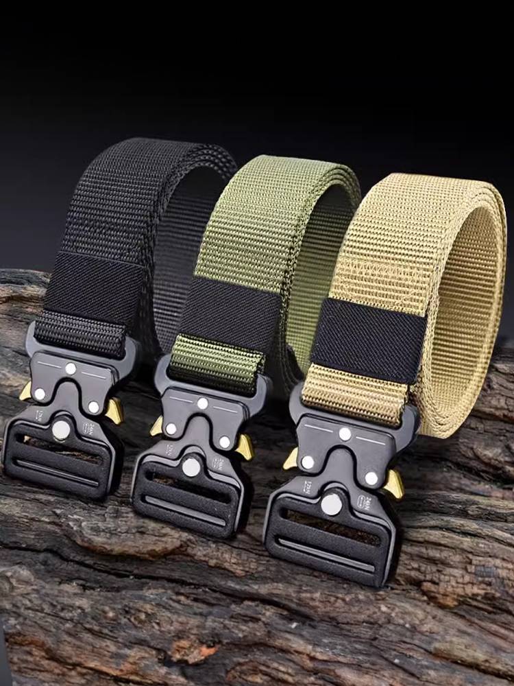 Metal buckle fans Special soldiers leisure men's training tactical inner belt outdoor canvas nylon automatic buckle belt