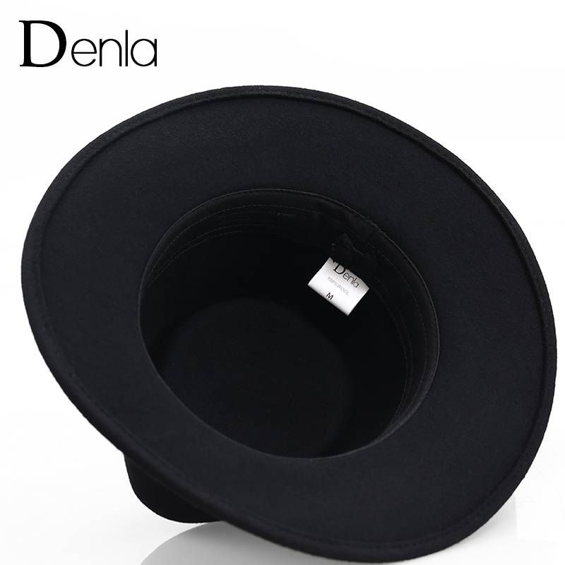 Denla pure wool woolen woolen big eaves casual hood hat -proof UV Tibetan soft -type felt hat men