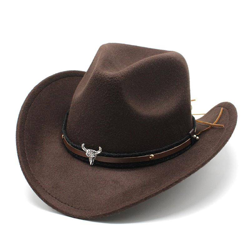 Western denim men's hat black knight hat men and women riding hat equivalent hats metal cattle head hats
