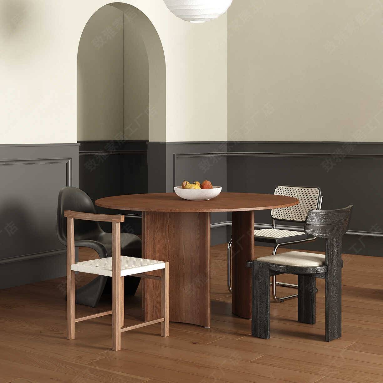 Ancient wooden dining chair, saddles, sandwich woven cushion table walnut wooden back chair leisure restaurant chair