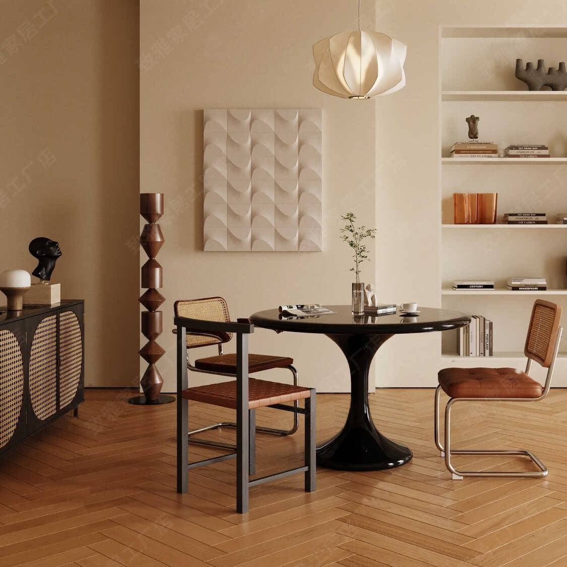 Ancient wooden dining chair, saddles, sandwich woven cushion table walnut wooden back chair leisure restaurant chair