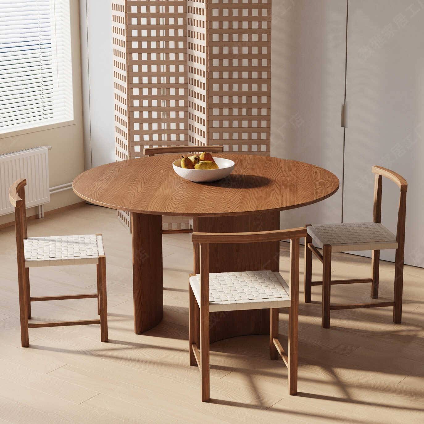 Ancient wooden dining chair, saddles, sandwich woven cushion table walnut wooden back chair leisure restaurant chair