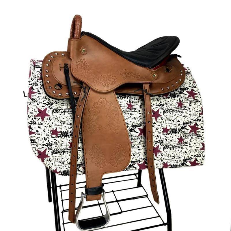 A saddle rack folds a saddle saddle and fork and a wheeled saddle and horse turret