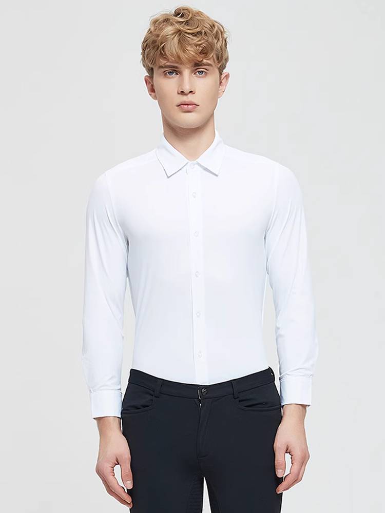 Professional equestrian long -sleeved shirt in summer speed dry elastic riding equipment competition training white sunscreen equestrian T -shirt