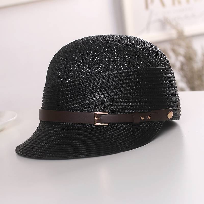 Spring and summer new straw duck tongue baseball cap stitching straw hats female Korean version of summer outsourcing sunscreen hats British equestrian hat