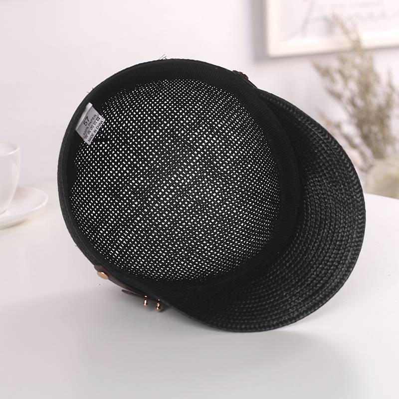 Spring and summer new straw duck tongue baseball cap stitching straw hats female Korean version of summer outsourcing sunscreen hats British equestrian hat