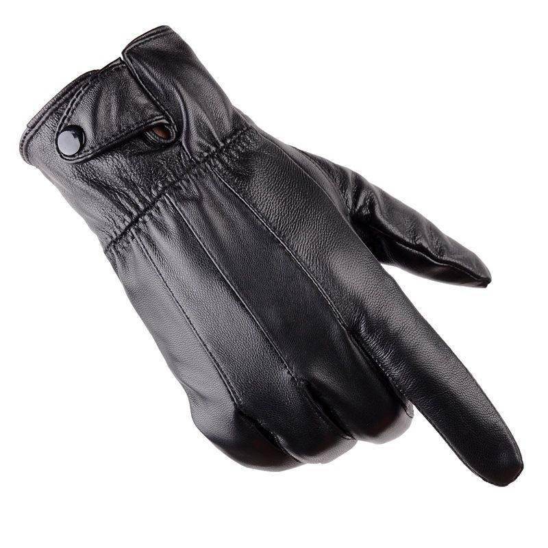Template gloves men's winter cold -proof warm sheep leather gloves plus velvet thick men's thin riding leather gloves