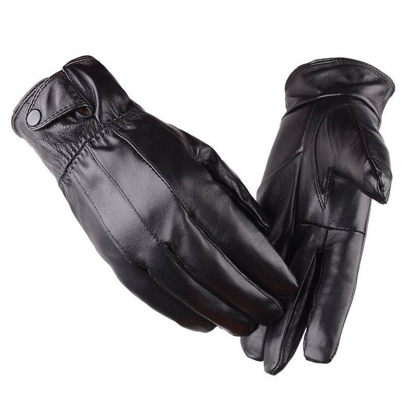 Template gloves men's winter cold -proof warm sheep leather gloves plus velvet thick men's thin riding leather gloves
