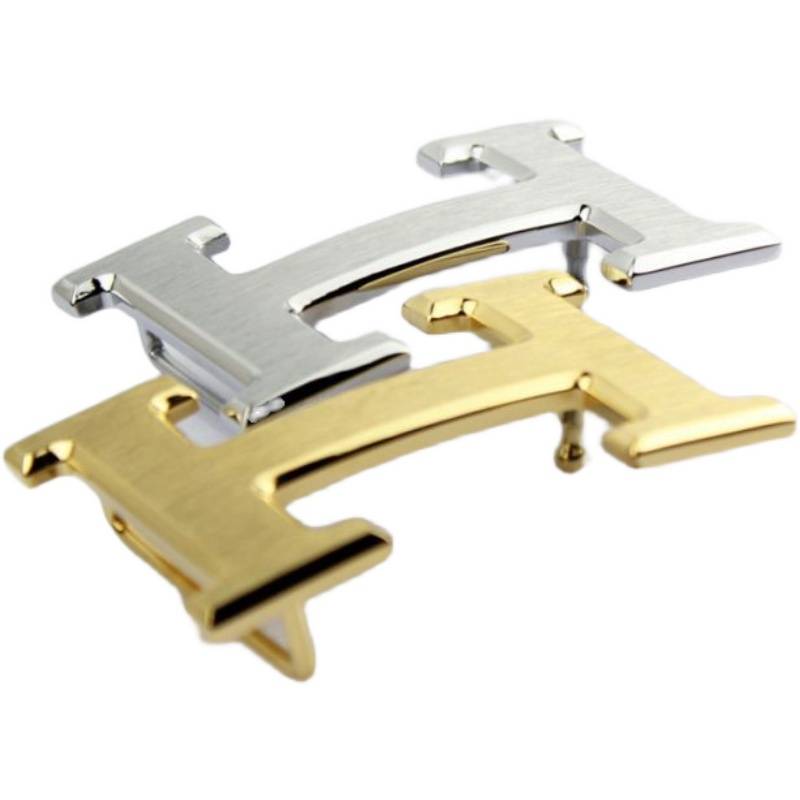Stainless steel h belt buckle men and women smooth buckle trousers belt deductions are suitable for Tangmei Hermesia belt