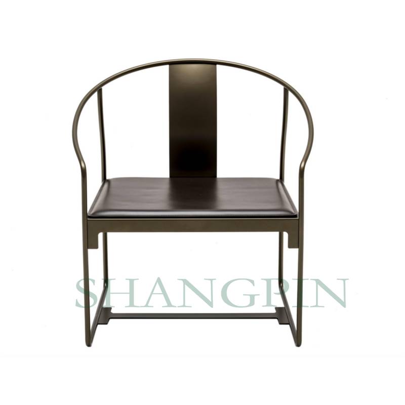 New Chinese -style master chair, saddling leather circle chair/armchair DRIAD chair, deliberate minimalist chair metal soft bag chair