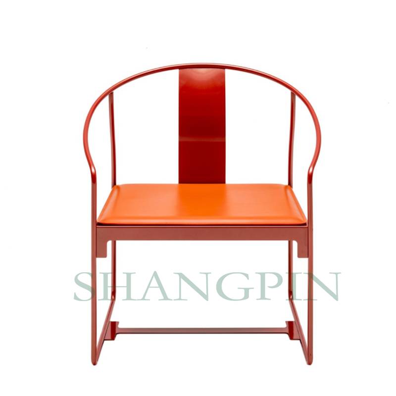 New Chinese -style master chair, saddling leather circle chair/armchair DRIAD chair, deliberate minimalist chair metal soft bag chair