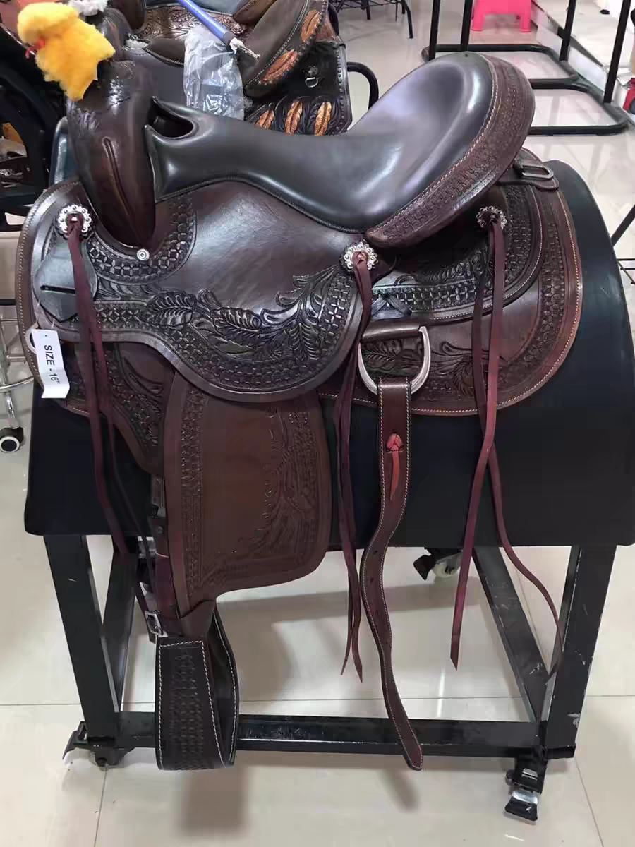 Jingqi 2024 new American -style western saddle -riding horse -ups, pure cowhide saddle, horse saddle full set