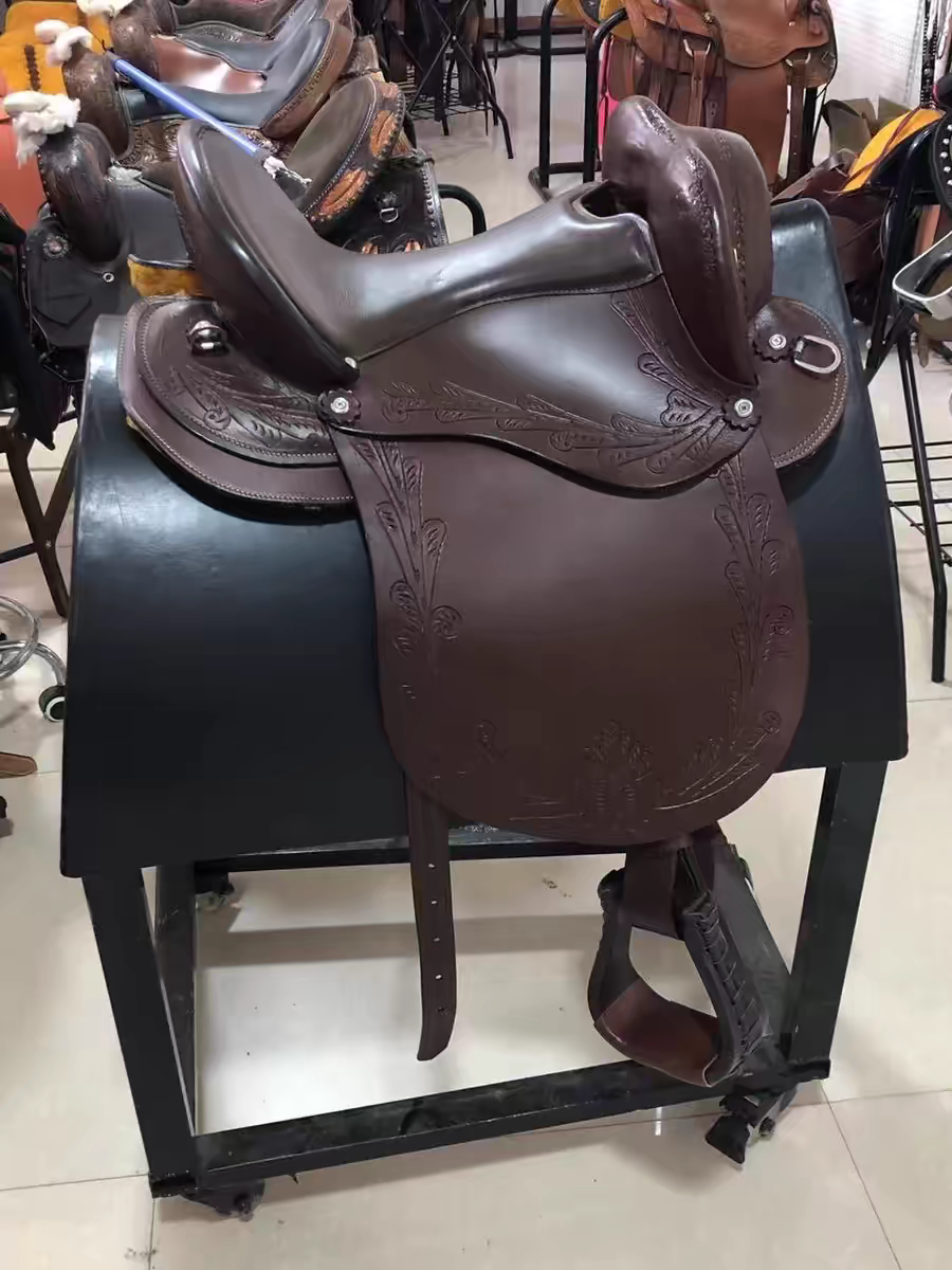Jingqi 2024 new American -style western saddle -riding horse -ups, pure cowhide saddle, horse saddle full set